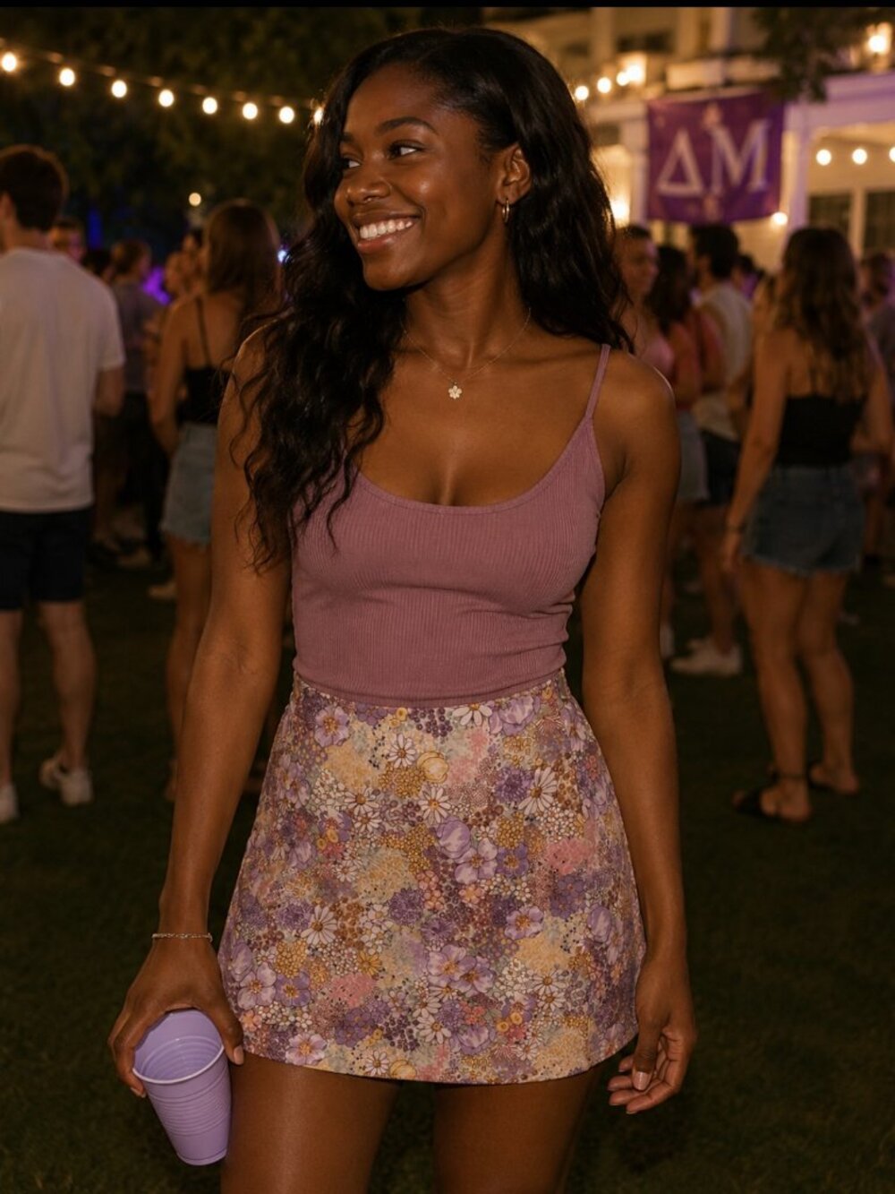 Altar'd State Floral Mini Skirt - Purple and Pink - Size Medium